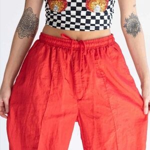 Vibrant Coral Pink Zipper-Leg Harem Pants Boho Indie
